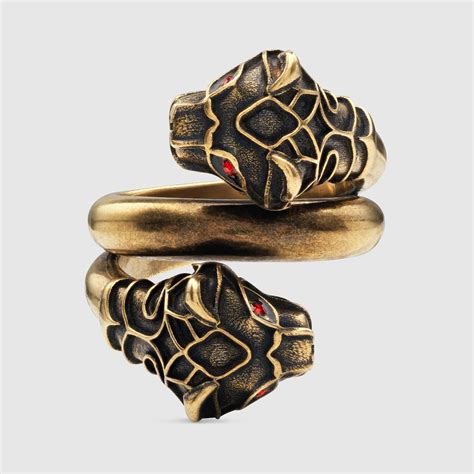 selfridges tiger gucci ring red enamel|Gucci Tiger Head Ring in Metallic for Men .